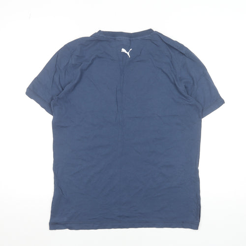 Puma Men's Blue Small Crew Neck Graphic Logo Sports T-Shirt
