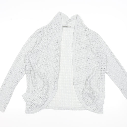 Oasis Women's Grey Open-Knit Long Sleeve Cardigan Size 12