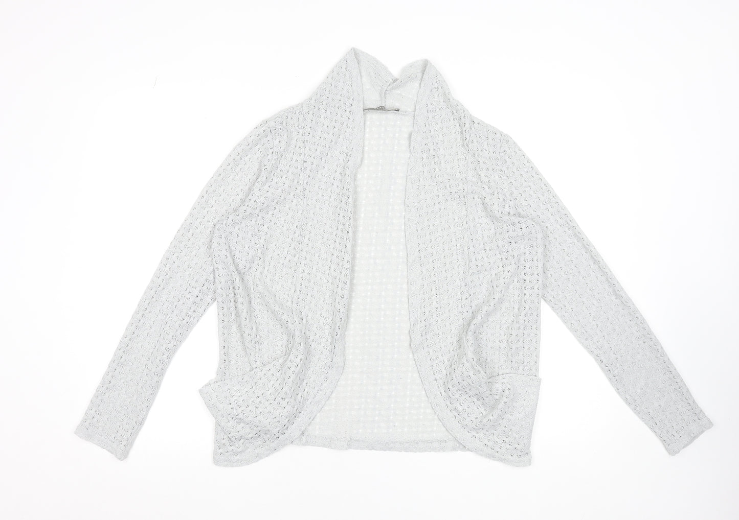 Oasis Women's Grey Open-Knit Long Sleeve Cardigan Size 12