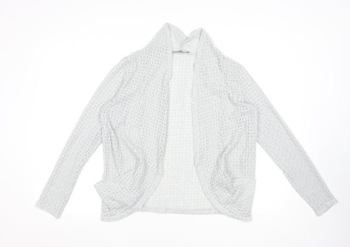 Oasis Women's Grey Open-Knit Long Sleeve Cardigan Size 12