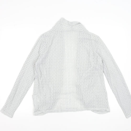Oasis Women's Grey Open-Knit Long Sleeve Cardigan Size 12