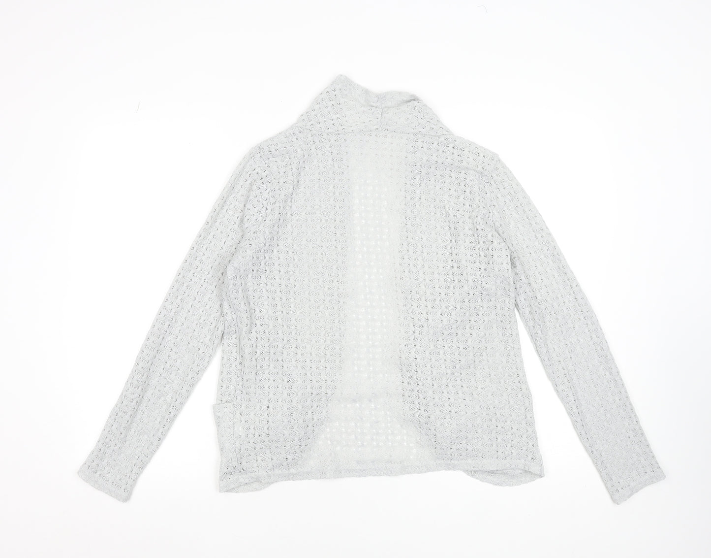 Oasis Women's Grey Open-Knit Long Sleeve Cardigan Size 12