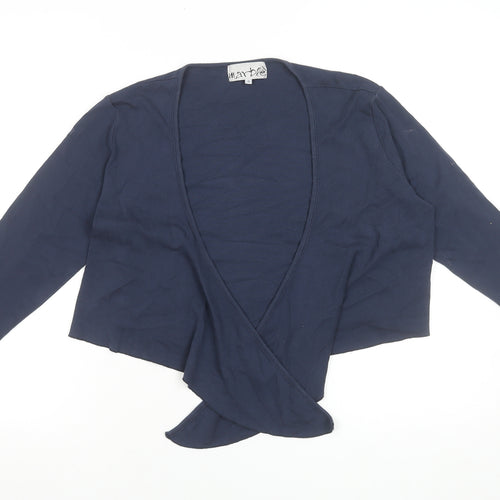 Marble Womens Blue Size 12 Open Knit 3/4 Sleeve Cotton Cardigan