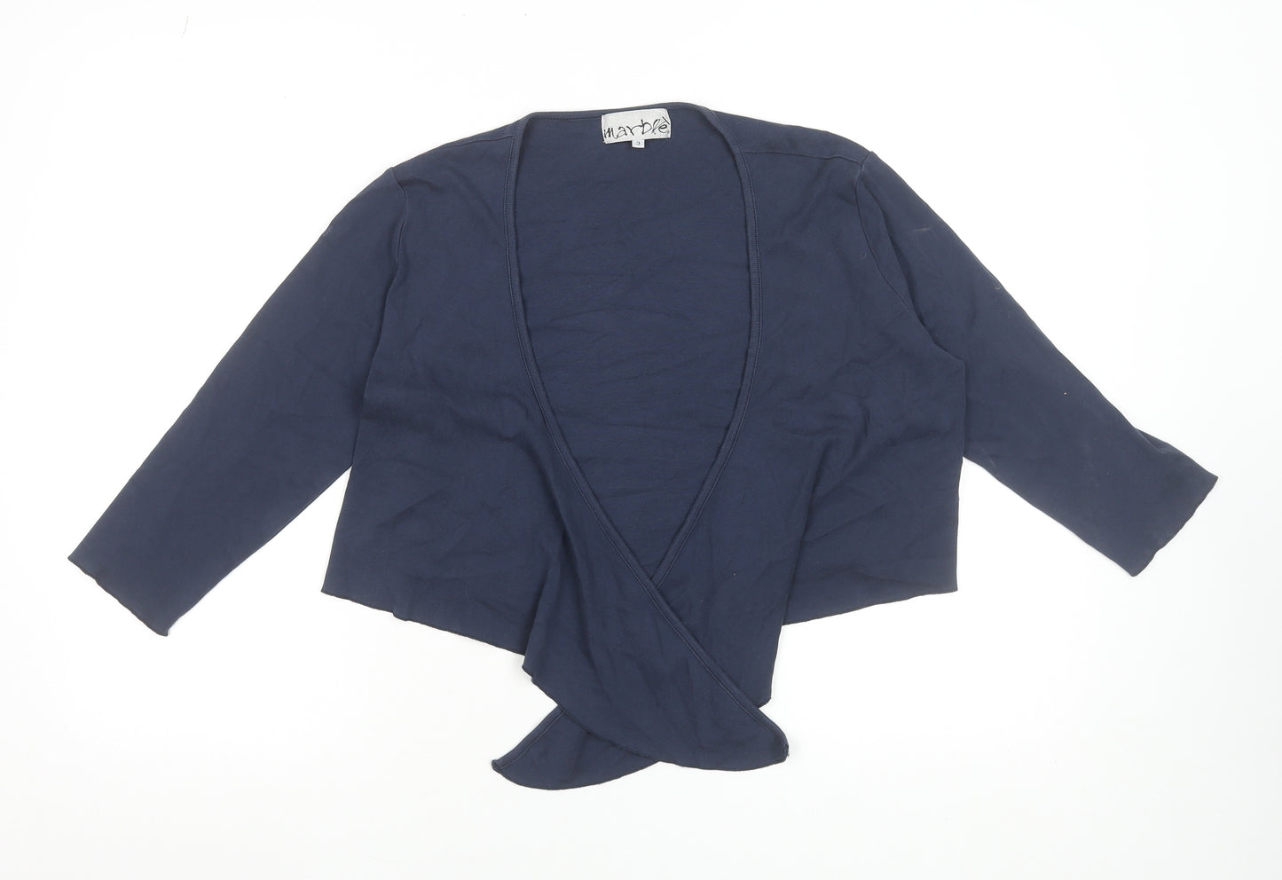 Marble Womens Blue Size 12 Open Knit 3/4 Sleeve Cotton Cardigan
