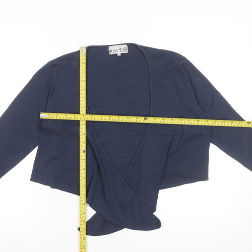 Marble Womens Blue Size 12 Open Knit 3/4 Sleeve Cotton Cardigan