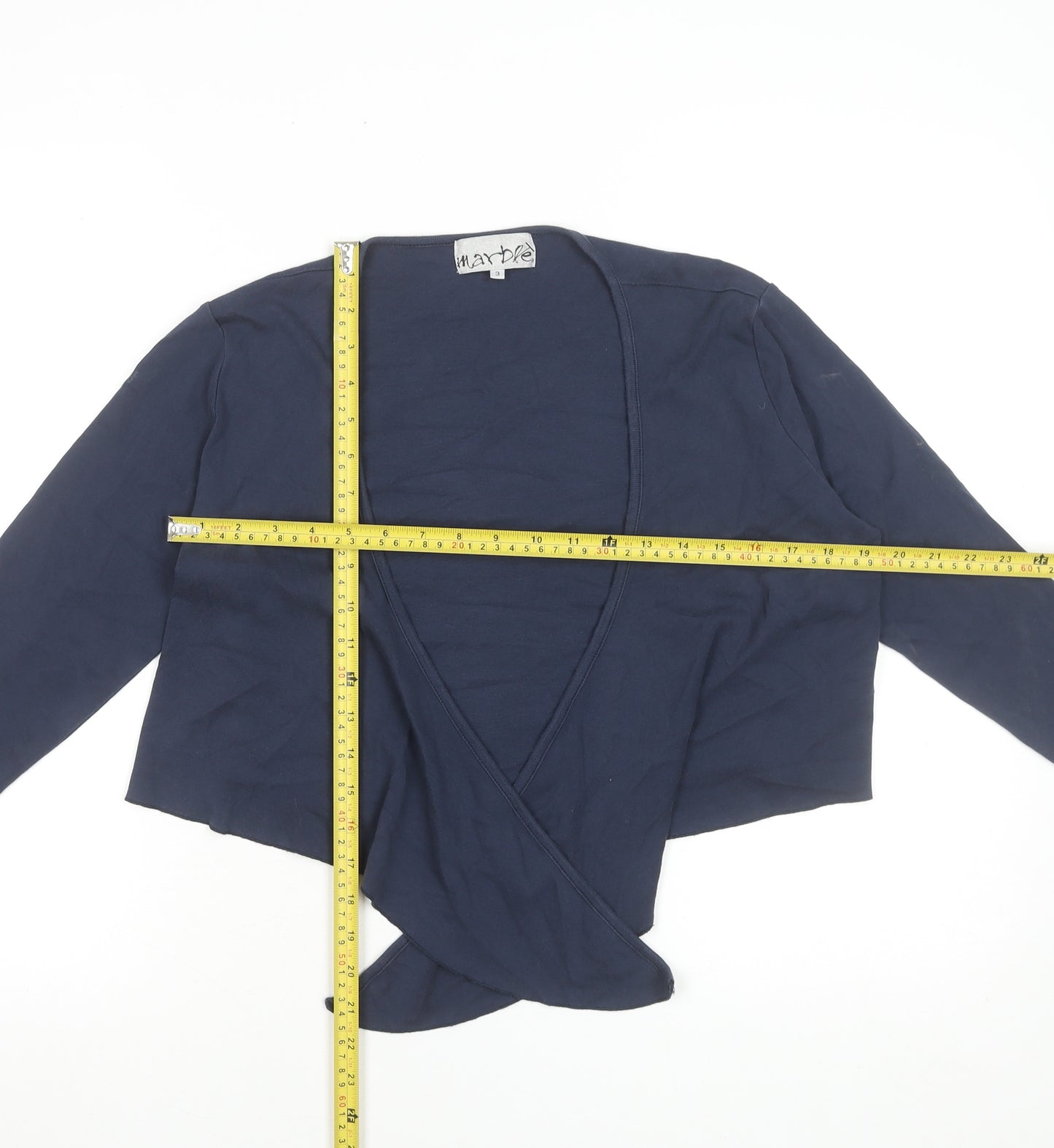 Marble Womens Blue Size 12 Open Knit 3/4 Sleeve Cotton Cardigan