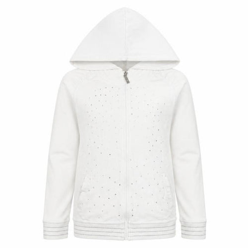 Gatti Girls White Rhinestone Full Zip Hoodie 6 Years Cotton Blend