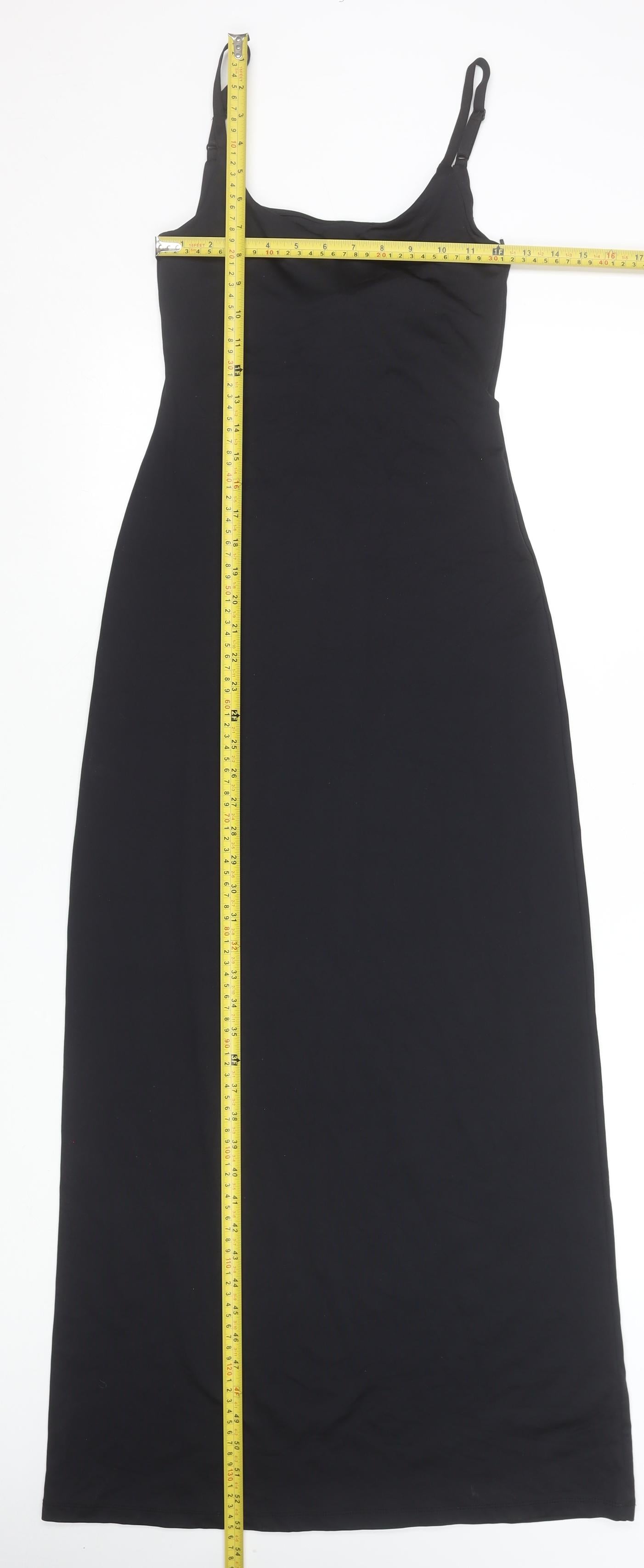 Savida Women’s Black XS Long Slip Dress Scoop Neck Stretch