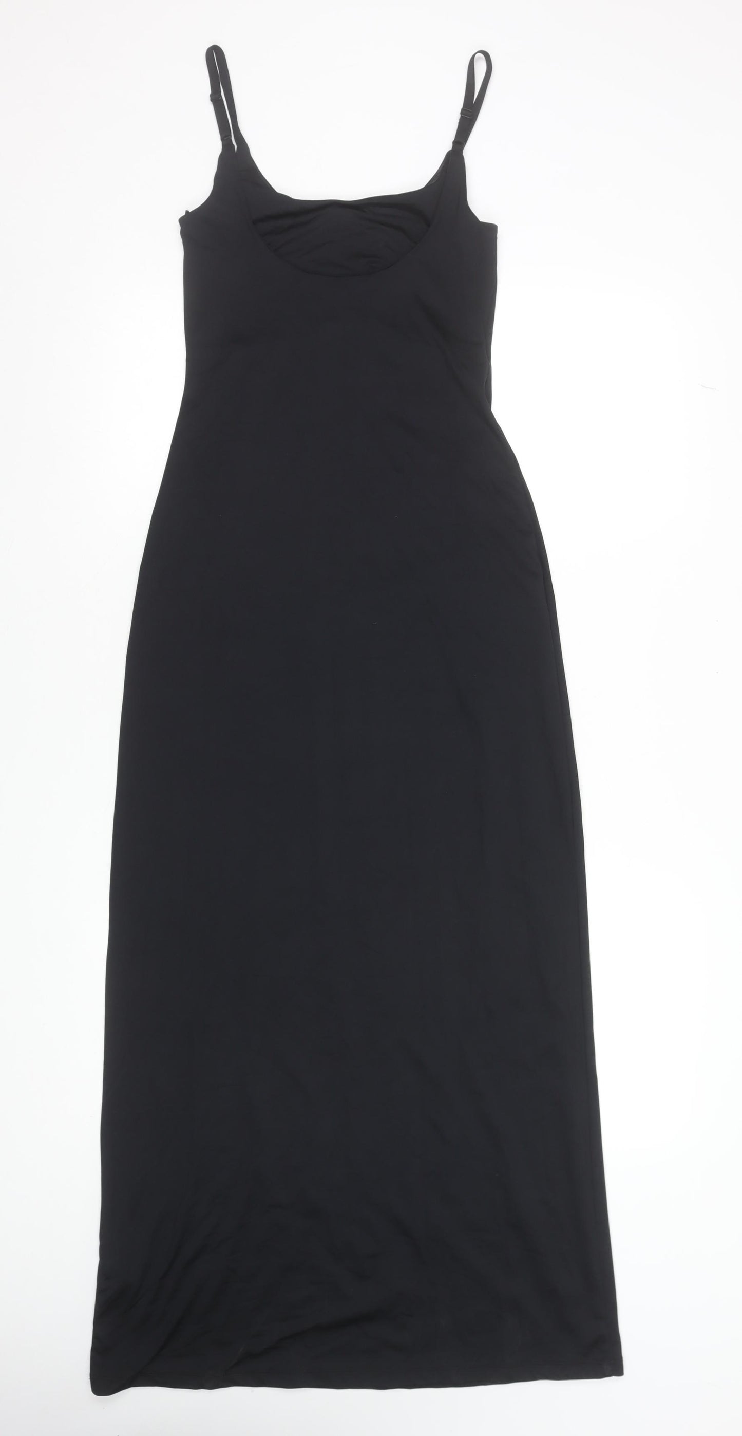 Savida Women’s Black XS Long Slip Dress Scoop Neck Stretch