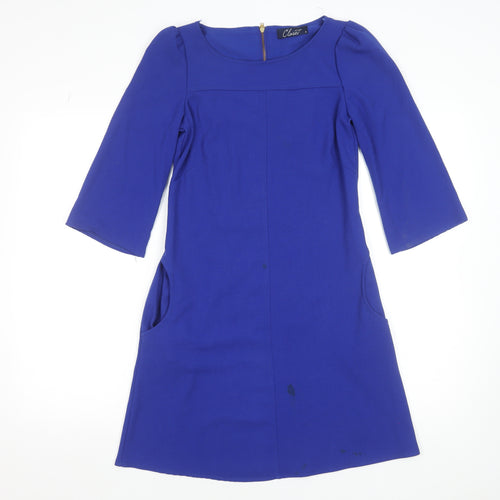 Closet Women’s Blue Shift Dress Size 8 Knee Length 3/4 Sleeve