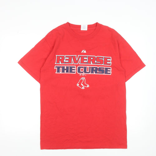 Majestic Men's Red 'Reverse The Curse' Boston T-Shirt Size M