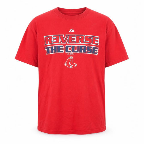 Majestic Men's Red 'Reverse The Curse' Boston T-Shirt Size M
