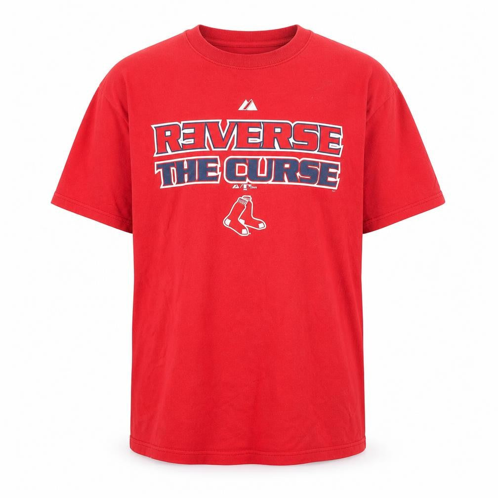 Majestic Men's Red 'Reverse The Curse' Boston T-Shirt Size M