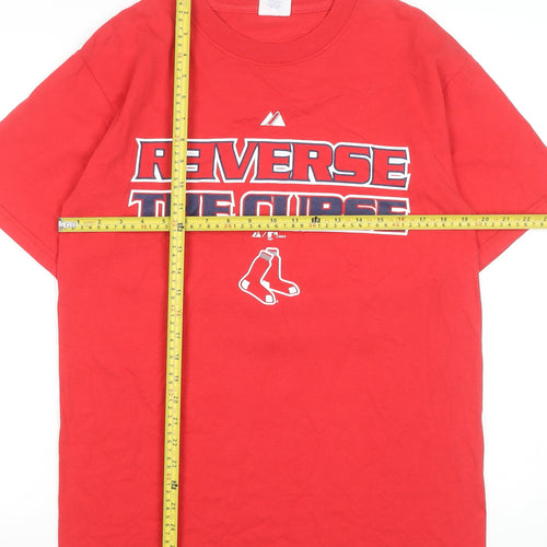 Majestic Men's Red 'Reverse The Curse' Boston T-Shirt Size M
