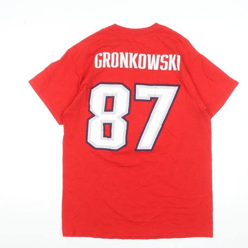 NFL Team Apparel Men's Red Patriots T-Shirt Medium Sports Fan Tee