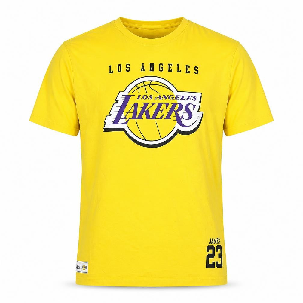 NBA Los Angeles Lakers Mens Yellow Cotton T-Shirt L James 23