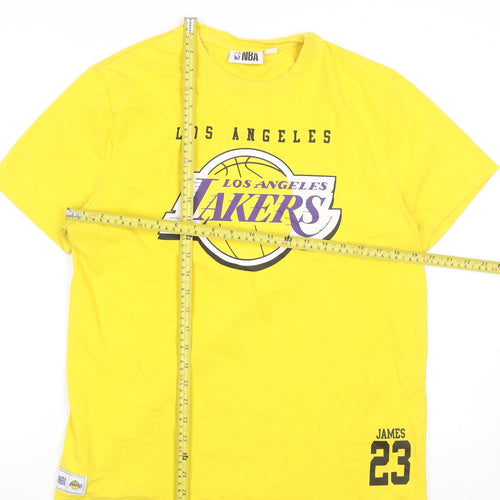 NBA Los Angeles Lakers Mens Yellow Cotton T-Shirt L James 23