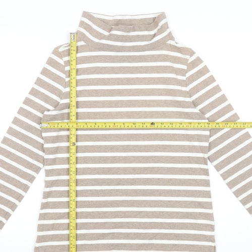 Lands' End Women's Beige Striped Roll Neck Long Sleeve Top Size S