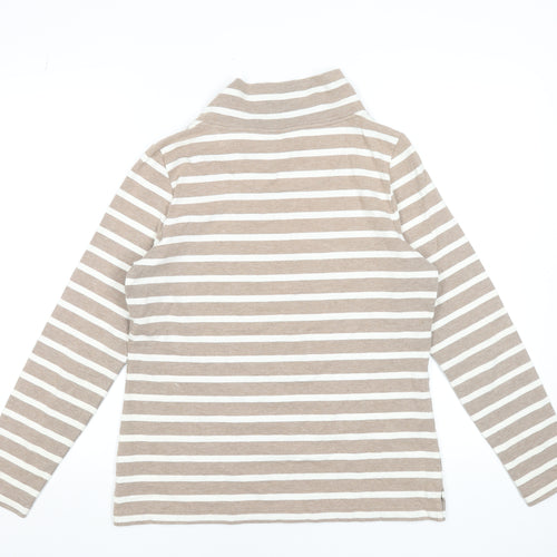 Lands' End Women's Beige Striped Roll Neck Long Sleeve Top Size S