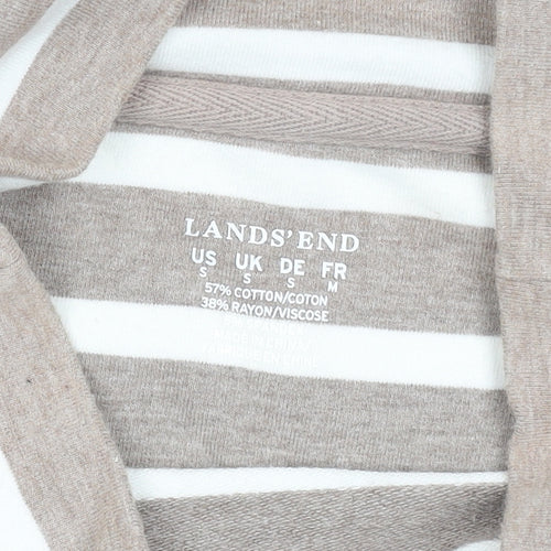 Lands' End Women's Beige Striped Roll Neck Long Sleeve Top Size S