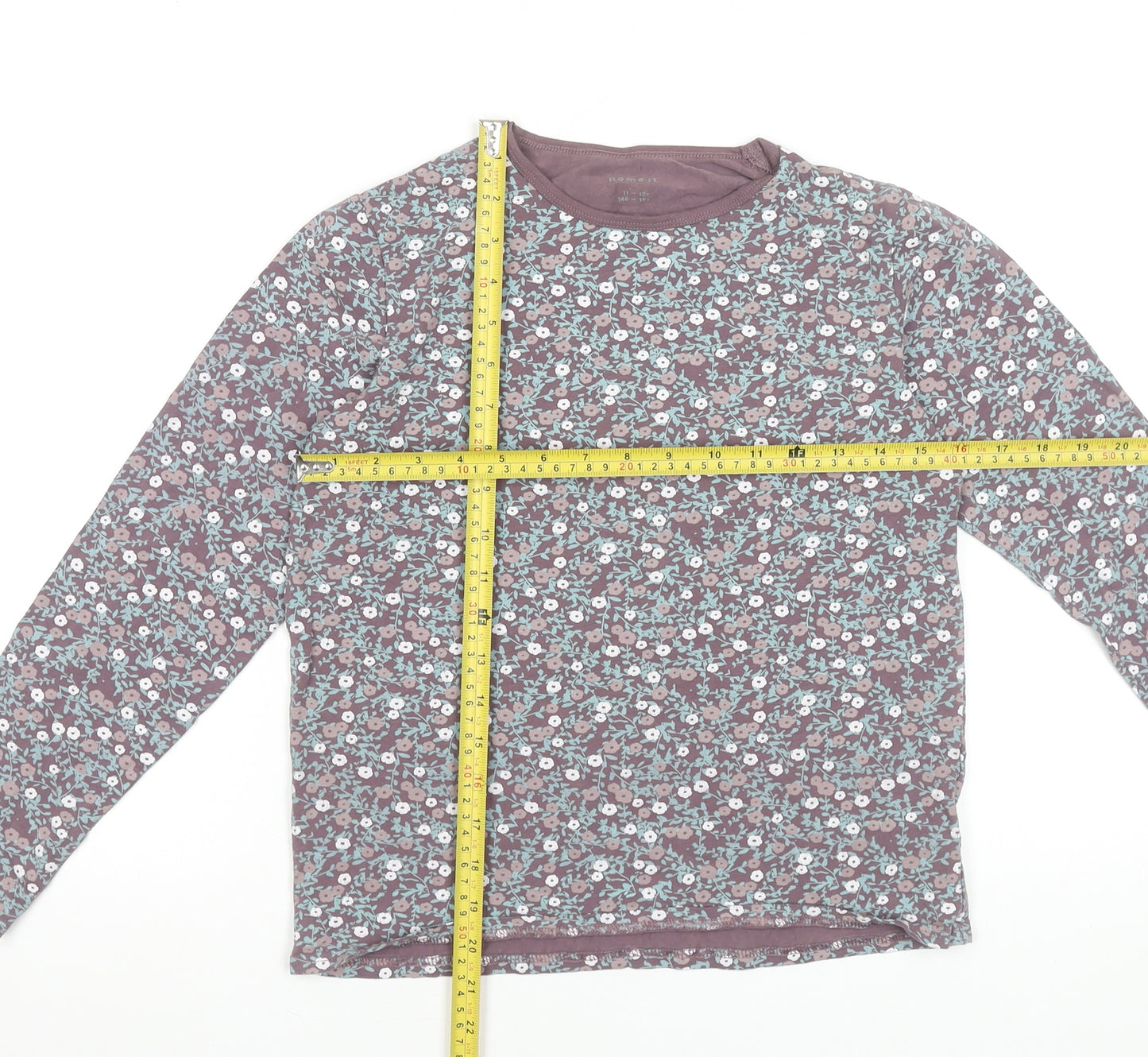 Name It Girls Purple Floral Long Sleeve Organic Cotton T-Shirt 11-12 Years