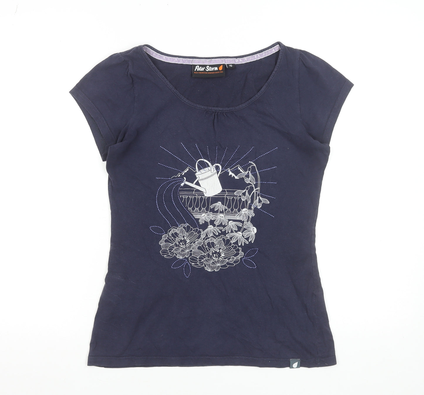 Peter Storm Women's Blue Floral Embroidered Cotton T-Shirt Size 10