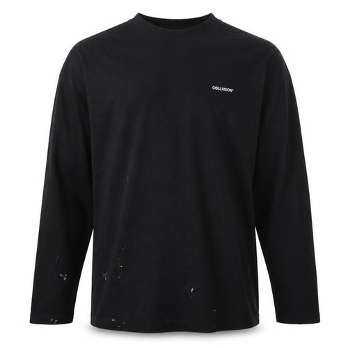 Collusion Men's Black Long Sleeve Mock Neck Cotton T-Shirt Size M