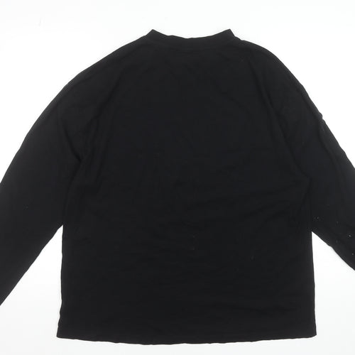 Collusion Men's Black Long Sleeve Mock Neck Cotton T-Shirt Size M