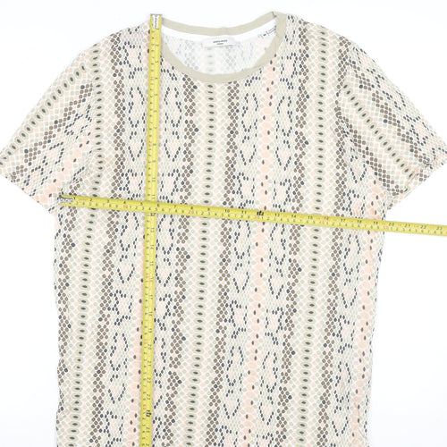 Jack & Jones Men’s Beige Snake Print Short Sleeve Viscose T-Shirt M