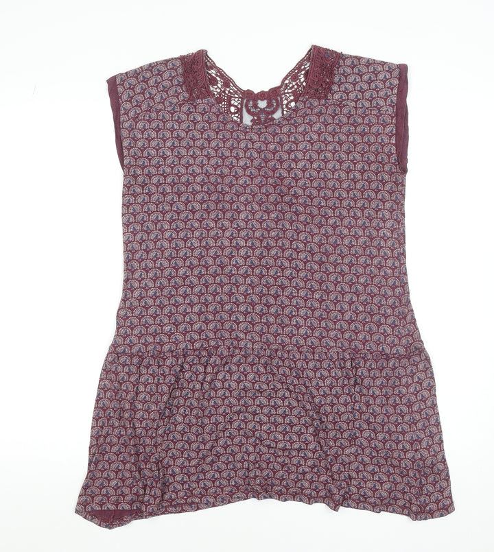 Marks and Spencer Women’s Purple Viscose Crochet Trim Shift Dress Size 14