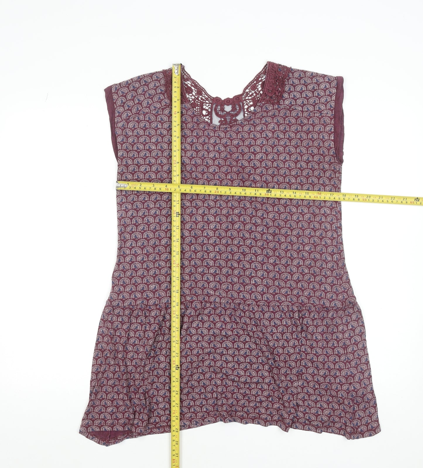 Marks and Spencer Women’s Purple Viscose Crochet Trim Shift Dress Size 14