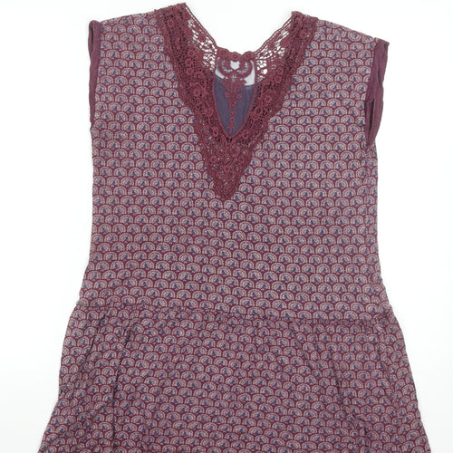 Marks and Spencer Women’s Purple Viscose Crochet Trim Shift Dress Size 14