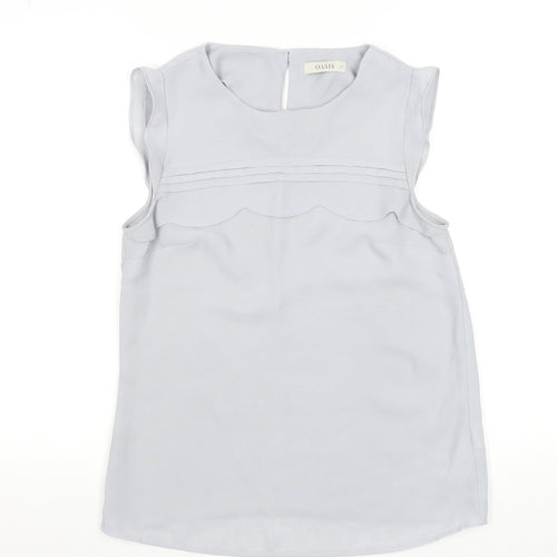 Oasis Women's Grey Sleeveless Blouse Size 12 Woven Pleated Top