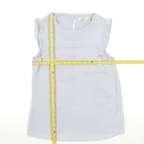 Oasis Women's Grey Sleeveless Blouse Size 12 Woven Pleated Top