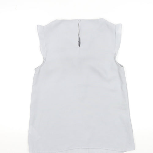 Oasis Women's Grey Sleeveless Blouse Size 12 Woven Pleated Top