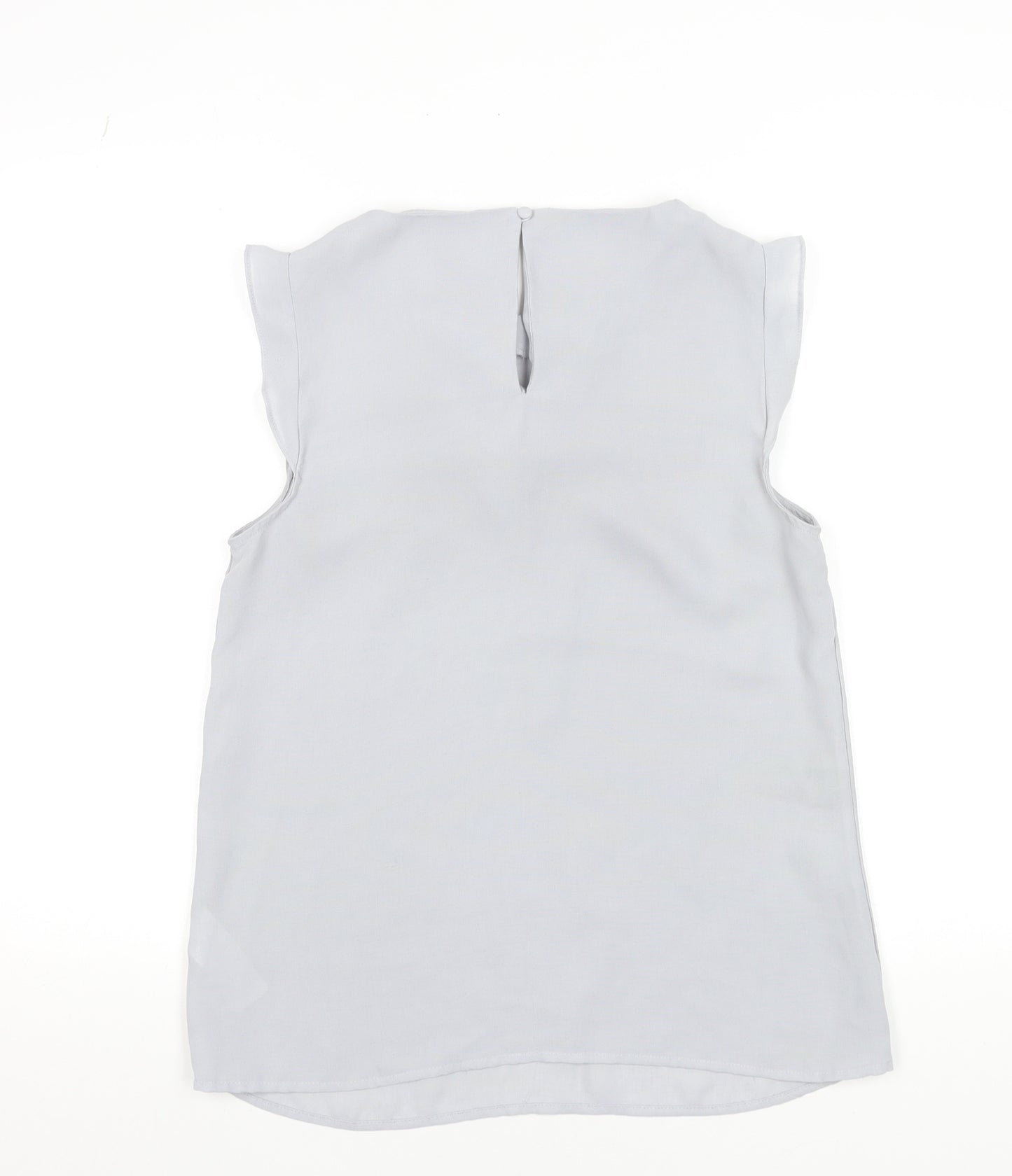 Oasis Women's Grey Sleeveless Blouse Size 12 Woven Pleated Top