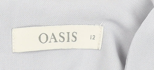 Oasis Women's Grey Sleeveless Blouse Size 12 Woven Pleated Top