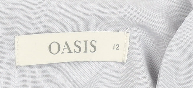 Oasis Women's Grey Sleeveless Blouse Size 12 Woven Pleated Top