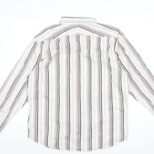 Ben Sherman Men's White Striped Long Sleeve Cotton Shirt XL