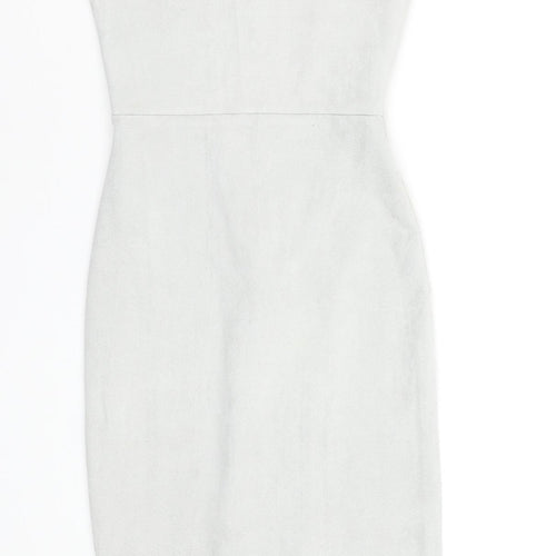 Oh Polly Women Grey Bodycon Strapless Velour Dress Size 6