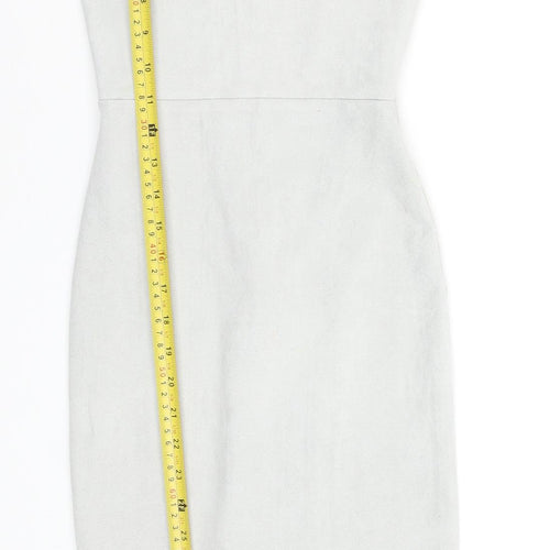 Oh Polly Women Grey Bodycon Strapless Velour Dress Size 6