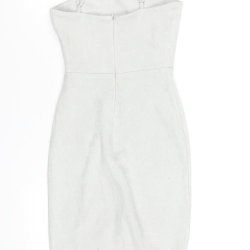 Oh Polly Women Grey Bodycon Strapless Velour Dress Size 6