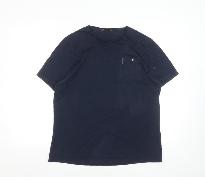 Ben Sherman Men's Blue L Crew Neck Pocket T-Shirt 100% Cotton