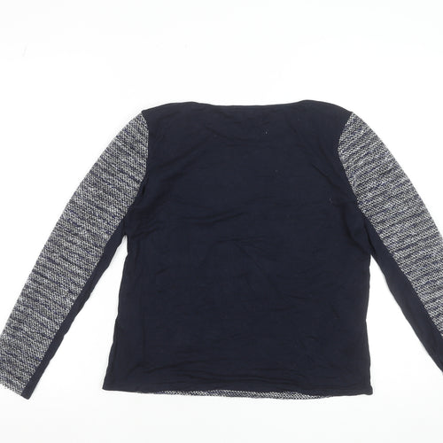 Oasis Women's Blue Knit Long Sleeve Round Neck Blouse Size S