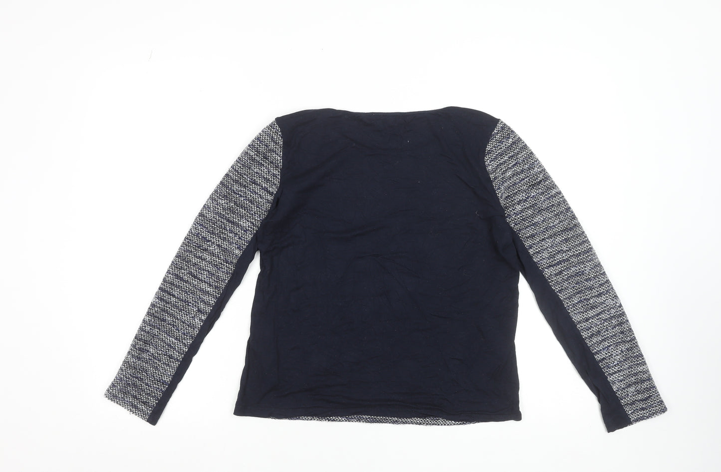 Oasis Women's Blue Knit Long Sleeve Round Neck Blouse Size S