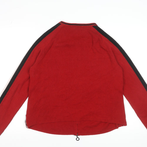 Betty Barclay Women Red Full Zip Knit Cardigan Size 12 Cotton Blend