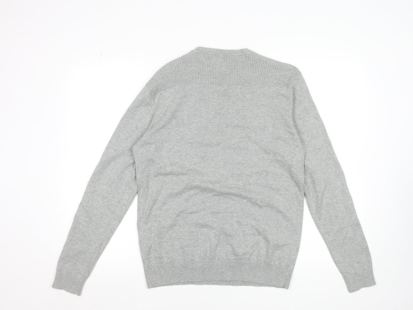 Jack & Jones Men's Grey Cotton Pullover Jumper M Crew Neck Casual