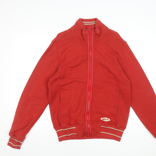 GAS Men's Red Full Zip Cotton Sweatshirt M Logo College Style