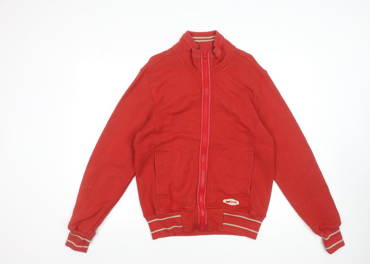 GAS Men's Red Full Zip Cotton Sweatshirt M Logo College Style
