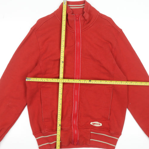 GAS Men's Red Full Zip Cotton Sweatshirt M Logo College Style